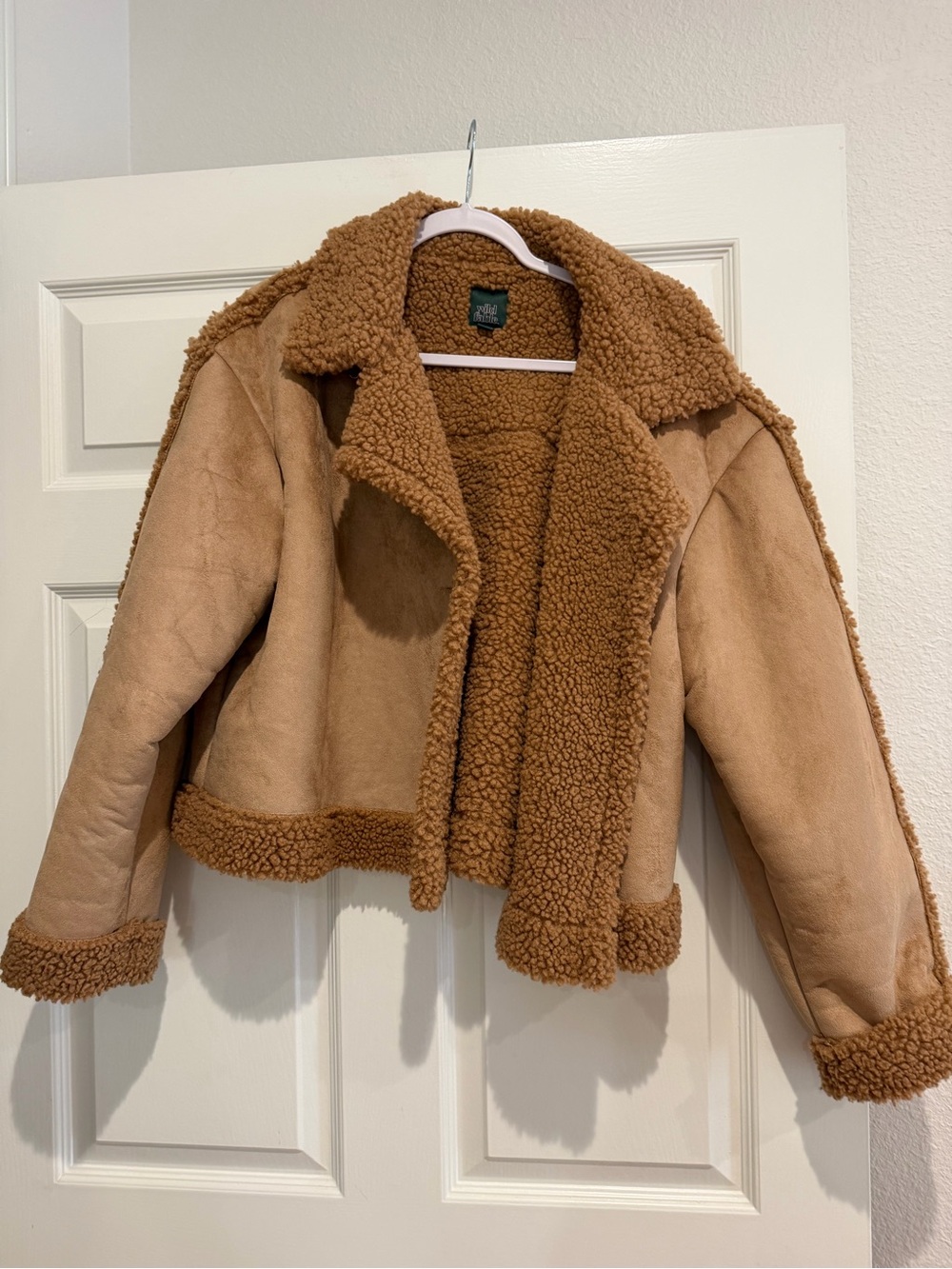 wild fable Tan Teddy Jacket with Shearling Trim